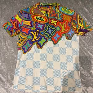 LOUIS VUITTON colored logo damier print shirt